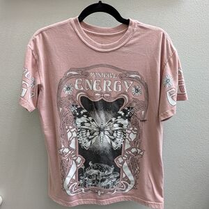 Pink Graphic T-Shirt with Butterfly Design